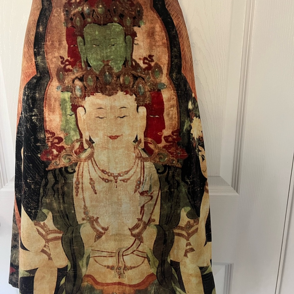 Cultural Print Midi Skirt in Earthy Tones